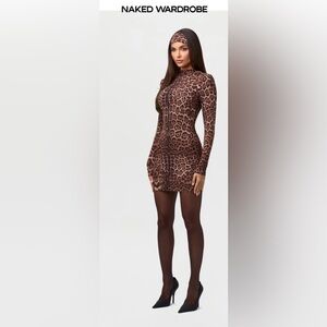Naked Wardrobe Animal Print Bodycon Dress